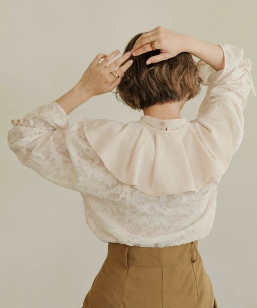 Bab（バブ）の「【WEB限定】ビッグカラーシアーブラウス（シャツ/ブラウス・レディース・ブラック/アイボリー・M）」の21枚目の写真