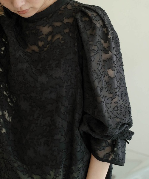 Bab（バブ）の「【WEB限定】ビッグカラーシアーブラウス（シャツ/ブラウス・レディース・ブラック/アイボリー・M）」の19枚目の写真