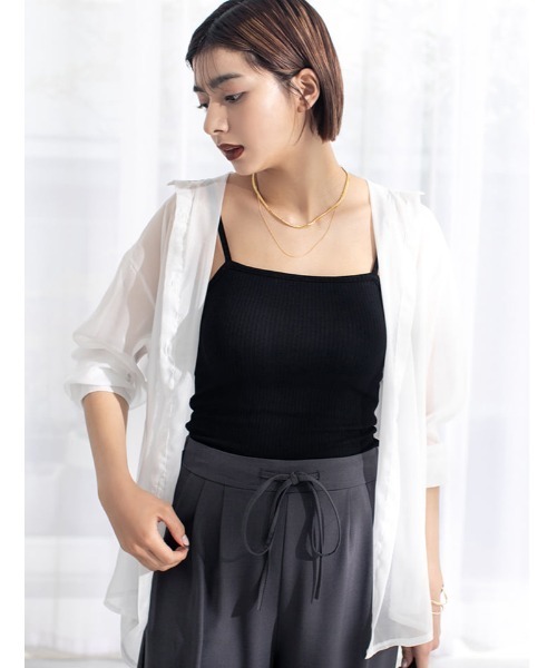 fifth（フィフス）の「カップ付テレコキャミソール（キャミソール・レディース・モカ/ホワイト/ブラック/ライトグリーン・MEDIUM）」の3枚目の写真