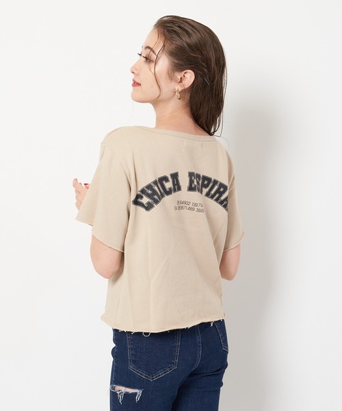 SPIRALGIRL（スパイラルガール）の「バックプリントミニ裏毛トップス（Tシャツ/カットソー・レディース・ブラック/ベージュ/パープル・FREE）」の18枚目の写真