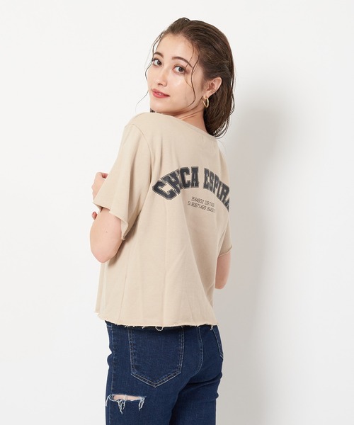 SPIRALGIRL（スパイラルガール）の「バックプリントミニ裏毛トップス（Tシャツ/カットソー・レディース・ブラック/ベージュ/パープル・FREE）」の19枚目の写真