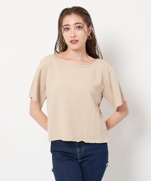 SPIRALGIRL（スパイラルガール）の「バックプリントミニ裏毛トップス（Tシャツ/カットソー・レディース・ブラック/ベージュ/パープル・FREE）」の21枚目の写真