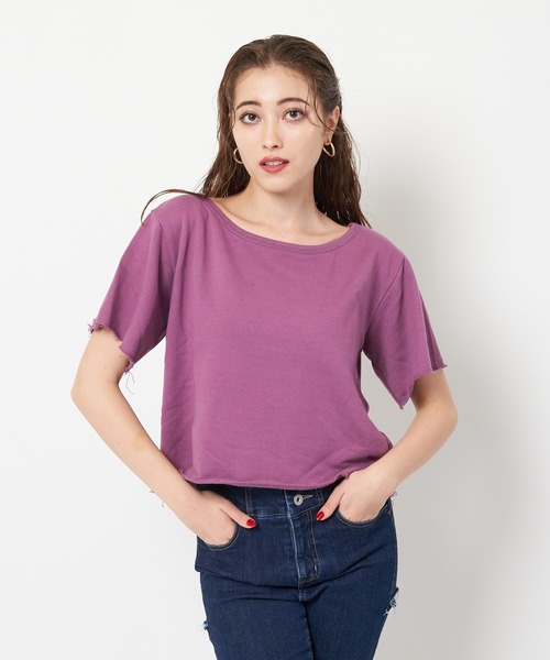 SPIRALGIRL（スパイラルガール）の「バックプリントミニ裏毛トップス（Tシャツ/カットソー・レディース・ブラック/ベージュ/パープル・FREE）」の22枚目の写真