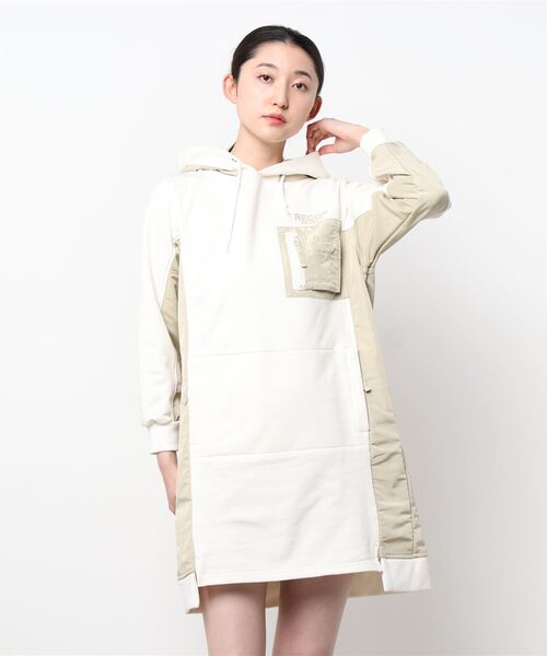 AVIREX（アヴィレックス）の「AH/ フーディーパーカーワンピースドレス/ HOODIE　PARKA　ONEPIECE DRESS（ワンピース・レディース・ブラック/オフホワイト/オリーブ・MEDIUM/SMALL）」の8枚目の写真