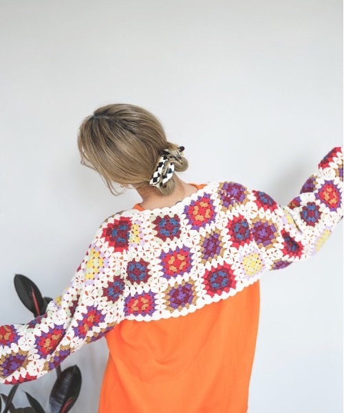 SANSeLF（サンセルフ）の「【SANSeLF】crochet knit bolero　sanw21a036（カーディガン/ボレロ・レディース・ホワイト/ブラック・FREE）」の2枚目の写真