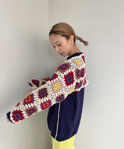 SANSeLF（サンセルフ）の「【SANSeLF】crochet knit bolero　sanw21a036（カーディガン/ボレロ・レディース・ホワイト/ブラック・FREE）」の8枚目の写真