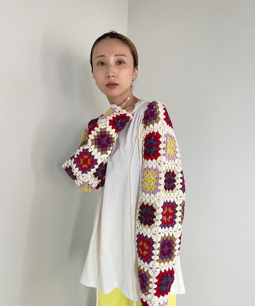 SANSeLF（サンセルフ）の「【SANSeLF】crochet knit bolero　sanw21a036（カーディガン/ボレロ・レディース・ホワイト/ブラック・FREE）」の11枚目の写真
