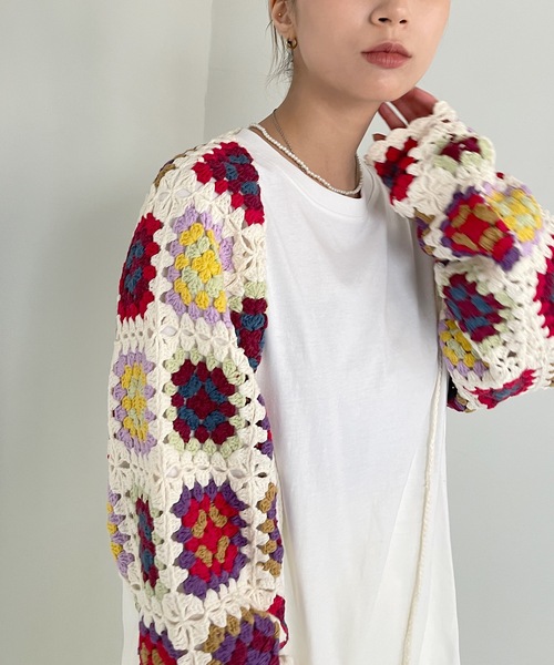 SANSeLF（サンセルフ）の「【SANSeLF】crochet knit bolero　sanw21a036（カーディガン/ボレロ・レディース・ホワイト/ブラック・FREE）」の13枚目の写真