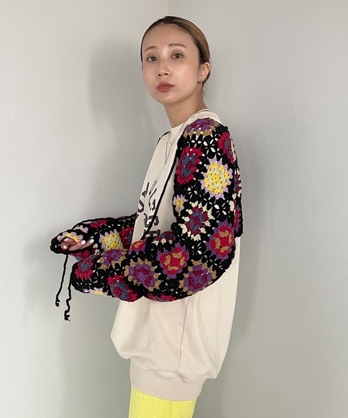 SANSeLF（サンセルフ）の「【SANSeLF】crochet knit bolero　sanw21a036（カーディガン/ボレロ・レディース・ホワイト/ブラック・FREE）」の19枚目の写真