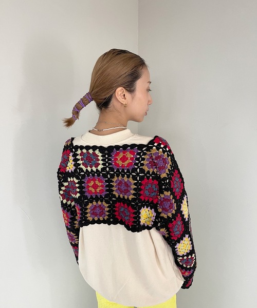 SANSeLF（サンセルフ）の「【SANSeLF】crochet knit bolero　sanw21a036（カーディガン/ボレロ・レディース・ホワイト/ブラック・FREE）」の20枚目の写真