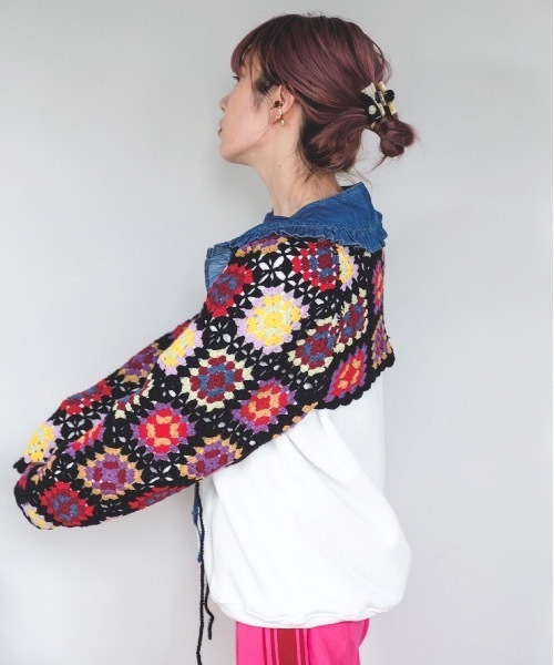 SANSeLF（サンセルフ）の「【SANSeLF】crochet knit bolero　sanw21a036（カーディガン/ボレロ・レディース・ホワイト/ブラック・FREE）」の14枚目の写真