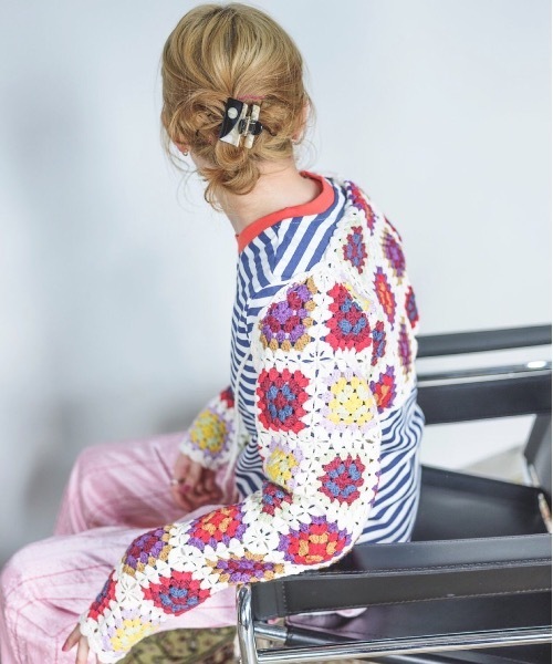 SANSeLF（サンセルフ）の「【SANSeLF】crochet knit bolero　sanw21a036（カーディガン/ボレロ・レディース・ホワイト/ブラック・FREE）」の3枚目の写真