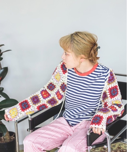 SANSeLF（サンセルフ）の「【SANSeLF】crochet knit bolero　sanw21a036（カーディガン/ボレロ・レディース・ホワイト/ブラック・FREE）」の5枚目の写真