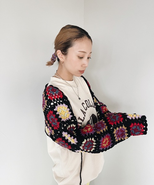 SANSeLF（サンセルフ）の「【SANSeLF】crochet knit bolero　sanw21a036（カーディガン/ボレロ・レディース・ホワイト/ブラック・FREE）」の18枚目の写真