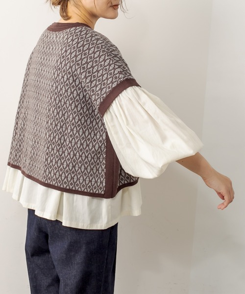 PUAL CE CIN（ピュアルセシン）の「ジャガードベスト（ベスト・レディース・スミクロ/ブラウン/ネイビー・FREE）」の14枚目の写真