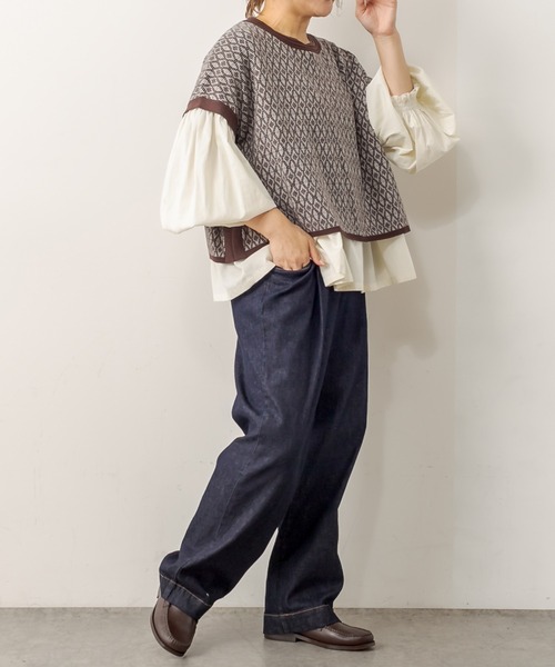 PUAL CE CIN（ピュアルセシン）の「ジャガードベスト（ベスト・レディース・スミクロ/ブラウン/ネイビー・FREE）」の22枚目の写真