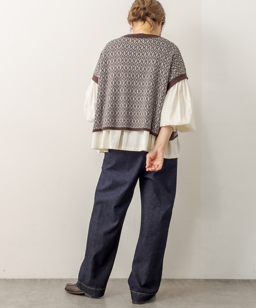 PUAL CE CIN（ピュアルセシン）の「ジャガードベスト（ベスト・レディース・スミクロ/ブラウン/ネイビー・FREE）」の7枚目の写真