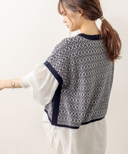 PUAL CE CIN（ピュアルセシン）の「ジャガードベスト（ベスト・レディース・スミクロ/ブラウン/ネイビー・FREE）」の12枚目の写真