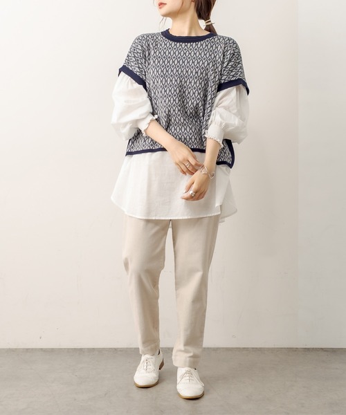 PUAL CE CIN（ピュアルセシン）の「ジャガードベスト（ベスト・レディース・スミクロ/ブラウン/ネイビー・FREE）」の10枚目の写真