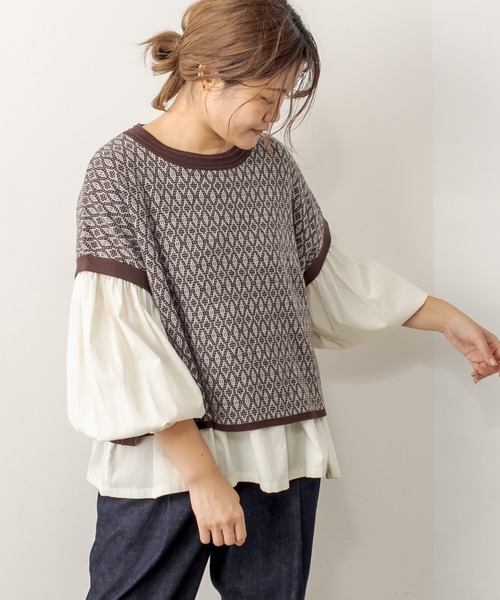 PUAL CE CIN（ピュアルセシン）の「ジャガードベスト（ベスト・レディース・スミクロ/ブラウン/ネイビー・FREE）」の9枚目の写真