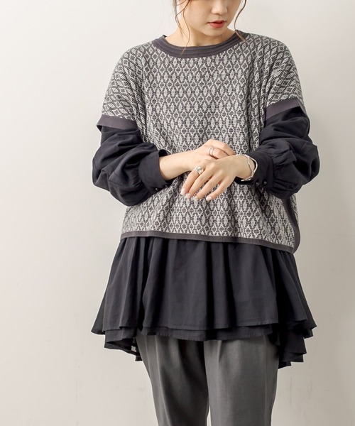 PUAL CE CIN（ピュアルセシン）の「ジャガードベスト（ベスト・レディース・スミクロ/ブラウン/ネイビー・FREE）」の8枚目の写真