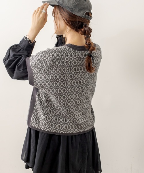 PUAL CE CIN（ピュアルセシン）の「ジャガードベスト（ベスト・レディース・スミクロ/ブラウン/ネイビー・FREE）」の21枚目の写真