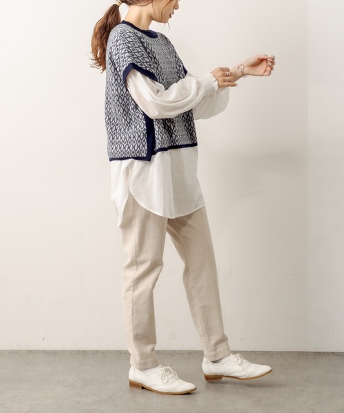PUAL CE CIN（ピュアルセシン）の「ジャガードベスト（ベスト・レディース・スミクロ/ブラウン/ネイビー・FREE）」の15枚目の写真