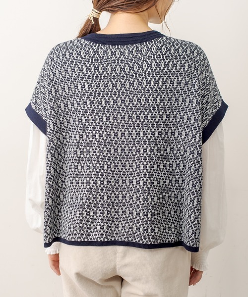 PUAL CE CIN（ピュアルセシン）の「ジャガードベスト（ベスト・レディース・スミクロ/ブラウン/ネイビー・FREE）」の11枚目の写真