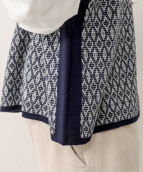 PUAL CE CIN（ピュアルセシン）の「ジャガードベスト（ベスト・レディース・スミクロ/ブラウン/ネイビー・FREE）」の6枚目の写真