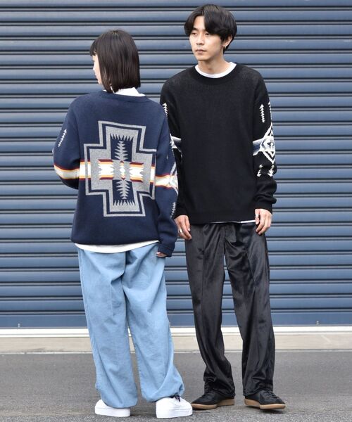 PENDLETON（ペンドルトン）の「【WEB限定/SHIPS別注】PENDLETON: ウォッシャブル リラックスフィット プルオーバー ニット（ニット/セーター・メンズ・ブラック/ベージュ/ネイビー・SMALL/MEDIUM/LARGE/X-LARGE）」の8枚目の写真