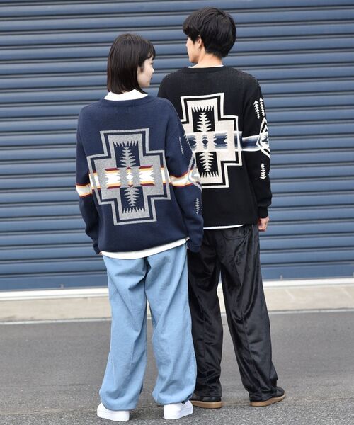 PENDLETON（ペンドルトン）の「【WEB限定/SHIPS別注】PENDLETON: ウォッシャブル リラックスフィット プルオーバー ニット（ニット/セーター・メンズ・ブラック/ベージュ/ネイビー・SMALL/MEDIUM/LARGE/X-LARGE）」の9枚目の写真