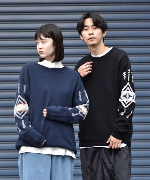 PENDLETON（ペンドルトン）の「【WEB限定/SHIPS別注】PENDLETON: ウォッシャブル リラックスフィット プルオーバー ニット（ニット/セーター・メンズ・ブラック/ベージュ/ネイビー・SMALL/MEDIUM/LARGE/X-LARGE）」の11枚目の写真