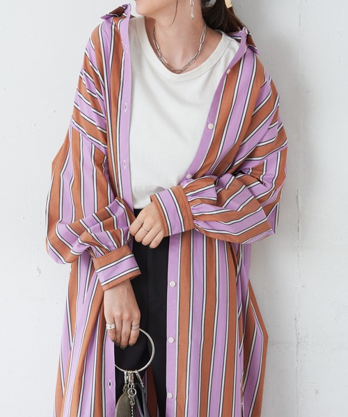 Discoat ディスコート のシャツワンピース マルチストライプワンピース Dcza0003 を購入できます Discoat シャツ ワンピースマルチストライプワンピース シャツワンピース Discoat ディスコート のファッション