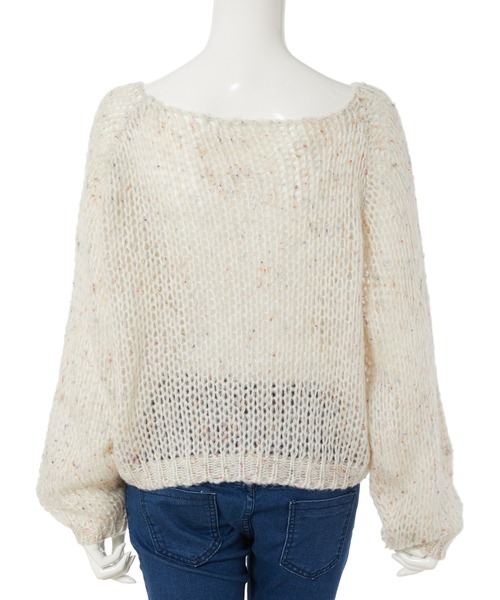 fifth calin（フィフスカラン）の「スプレーカラーVネックルーズニット（ニット/セーター・レディース・ブラック/ホワイト・MEDIUM）」の10枚目の写真