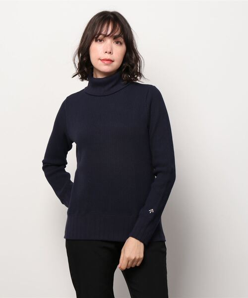 Nigel Cabourn(ナイジェルケーボン)の「Nigel Cabourn (ナイジェルケーボン) TURTLE NECK BIG WAFFLE /80430820025(Tシャツ/カットソー・レディース・オフホワイト/ブルー・8)」の2枚目の写真
