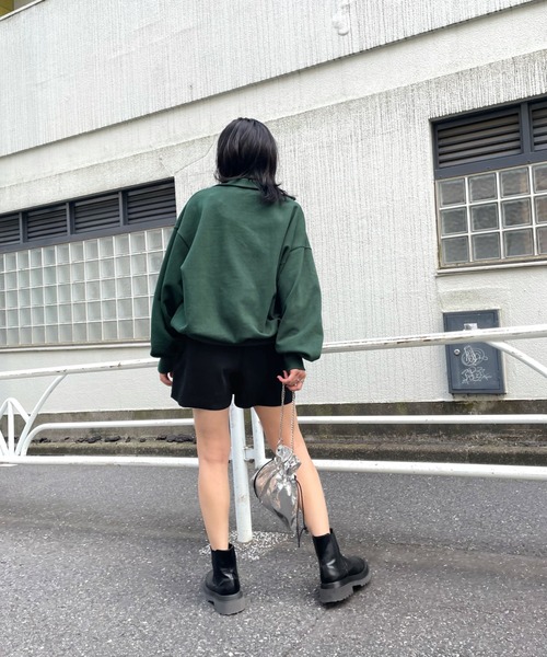 WHO'S WHO gallery（フーズフーギャラリー）の「PERVERTハーフジップ（スウェット・レディース・サックスブルー/グリーン/ブラウン/トップグレー/ブラック/オートミール/ネイビー・FREE）」の12枚目の写真