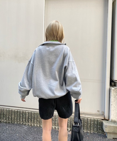 WHO'S WHO gallery（フーズフーギャラリー）の「PERVERTハーフジップ（スウェット・レディース・サックスブルー/グリーン/ブラウン/トップグレー/ブラック/オートミール/ネイビー・FREE）」の20枚目の写真