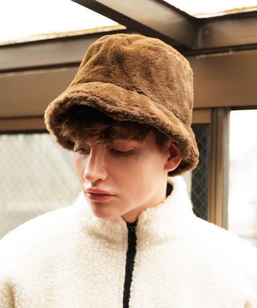 8(eight)(エイト)の「ファーバケットハット(ハット・メンズ・ブラック/ブラウン/カーキ/アイボリー/ベージュ/レオパード/ゼブラ・FREE)」の4枚目の写真