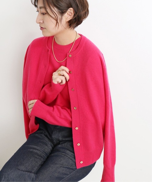 IENA(イエナ)の「カシミヤクルーネックカーディガン◆(ニット/セーター・レディース・グレー/ナチュラル/ネイビー/ピンク・FREE)」の1枚目の写真