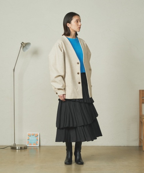 CIAOPANIC（チャオパニック）の「【UNSPARE/アンスペア】ショルダータックジャケット/WEB・一部店舗限定（ノーカラーコート・レディース・ベージュ/モカ・FREE）」の19枚目の写真