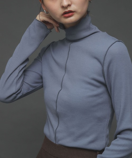 SENSE OF PLACE by URBAN RESEARCH（センスオブプレイスバイアーバンリサーチ）の「『UR TECH』 リブハイネックトップ（Tシャツ/カットソー・レディース・ブラック/アイボリー/ライトブルー・ONE）」の3枚目の写真