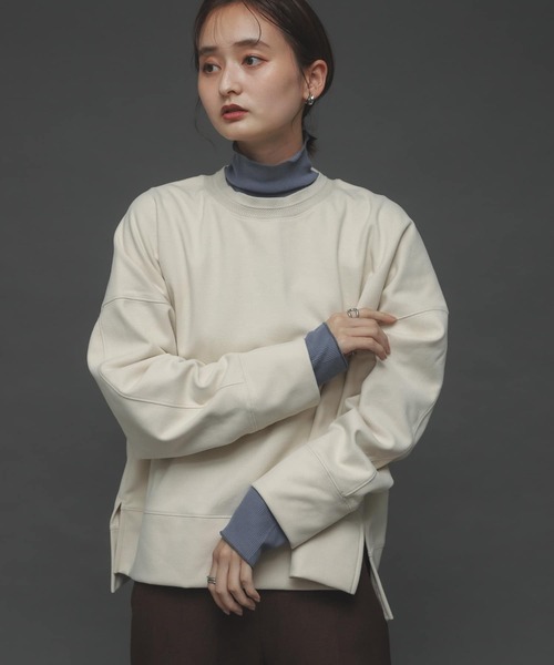 SENSE OF PLACE by URBAN RESEARCH（センスオブプレイスバイアーバンリサーチ）の「『UR TECH』 リブハイネックトップ（Tシャツ/カットソー・レディース・ブラック/アイボリー/ライトブルー・ONE）」の7枚目の写真