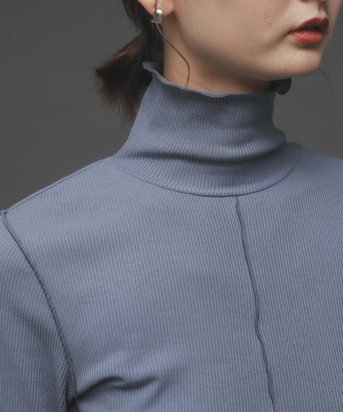 SENSE OF PLACE by URBAN RESEARCH（センスオブプレイスバイアーバンリサーチ）の「『UR TECH』 リブハイネックトップ（Tシャツ/カットソー・レディース・ブラック/アイボリー/ライトブルー・ONE）」の14枚目の写真