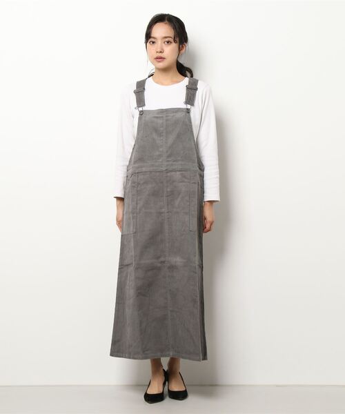 Samansa Mos2 blue（サマンサモスモスブルー）の「コーデュロイジャンスカ（ジャンパースカート・レディース・グレー/チャコール/ライトベージュ・ﾌﾘ-）」の7枚目の写真