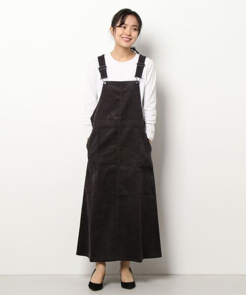 Samansa Mos2 blue（サマンサモスモスブルー）の「コーデュロイジャンスカ（ジャンパースカート・レディース・グレー/チャコール/ライトベージュ・ﾌﾘ-）」の8枚目の写真