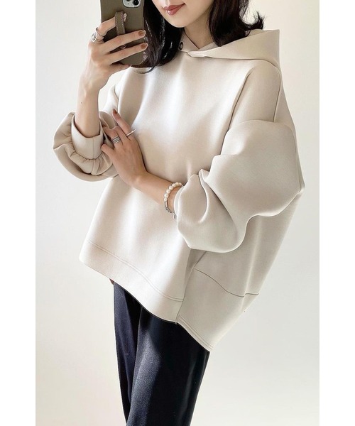 Bonjour Sagan（ボンジュールサガン）の「ダンボールバルーンパーカー（パーカー・レディース・グレイッシュベージュ/ホワイト/ライトグレー・FREE）」の13枚目の写真