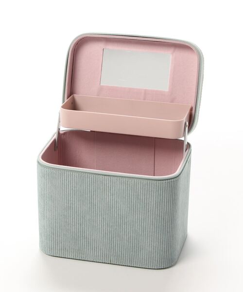 VitaFelice(ヴィータフェリーチェ)の「コーデュロイメイクボックス(ワイドトレイ)(収納グッズ・レディース・ブラック/ワイン/ピンク/グリーン・FREE)」の7枚目の写真