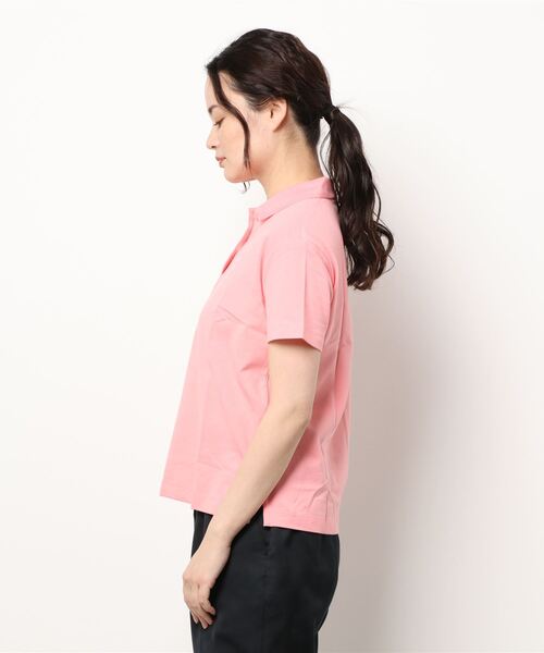 GIORDANO（ジョルダーノ）の「[ GIORDANO ] ルーズシルエットポロシャツ（半袖）（ポロシャツ・レディース・ライトピンク/アイボリー・MEDIUM/SMALL/LARGE/X-LARGE）」の6枚目の写真