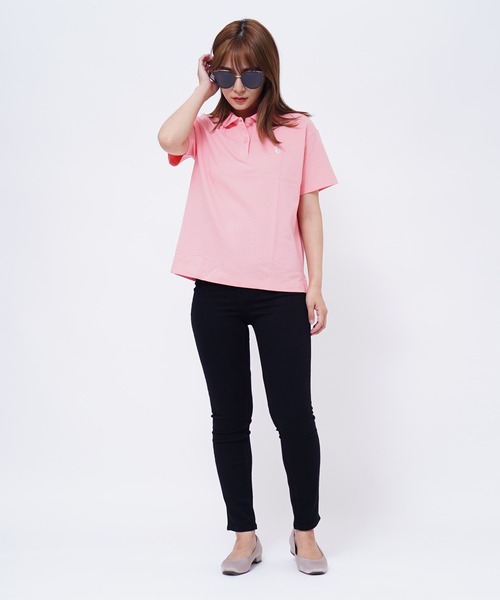 GIORDANO（ジョルダーノ）の「[ GIORDANO ] ルーズシルエットポロシャツ（半袖）（ポロシャツ・レディース・ライトピンク/アイボリー・MEDIUM/SMALL/LARGE/X-LARGE）」の3枚目の写真