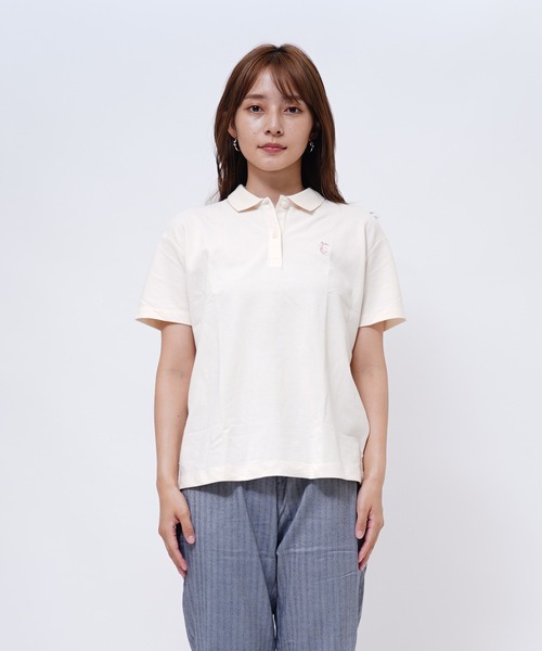 GIORDANO（ジョルダーノ）の「[ GIORDANO ] ルーズシルエットポロシャツ（半袖）（ポロシャツ・レディース・ライトピンク/アイボリー・MEDIUM/SMALL/LARGE/X-LARGE）」の14枚目の写真